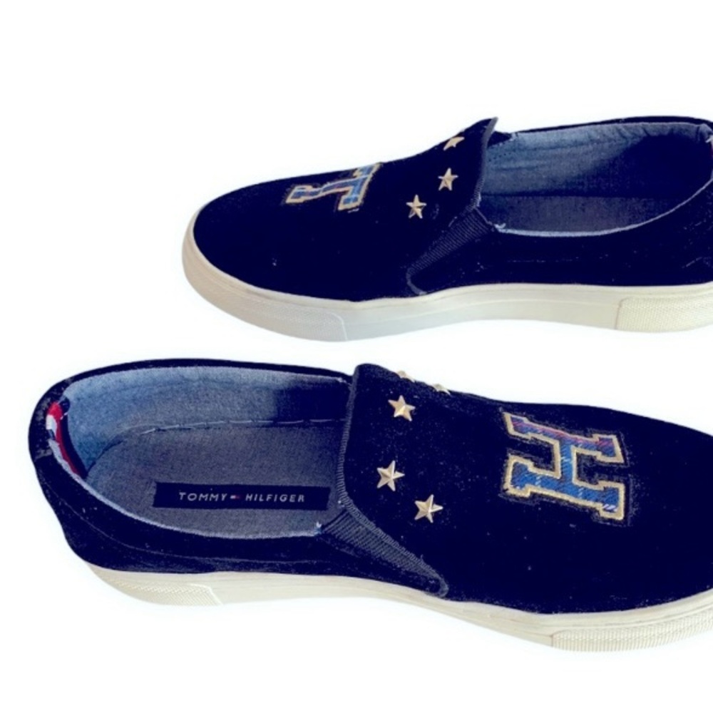 Tommy Hilfiger Black Velvet Soda Slip Ons Sz 9 - Picture 4 of 8